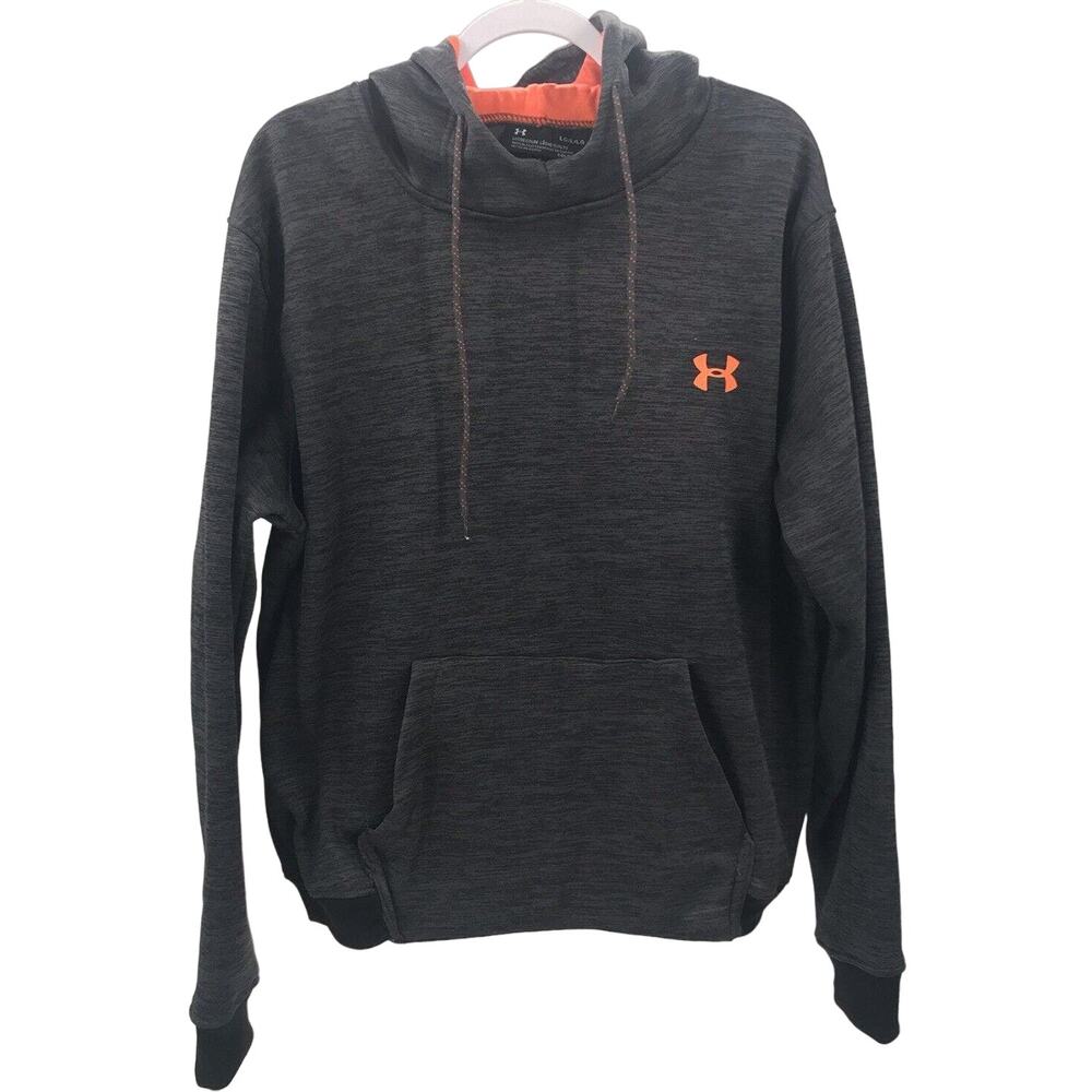 Under Armour Gray Orange Pullover Loose Fit Hoodie Sweatshirt Mens L